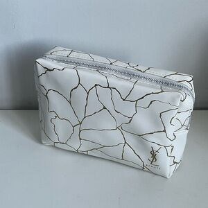 YSL White and Gold Cosmetic Bag